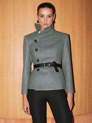 Asymmetric Short Coat without Belt