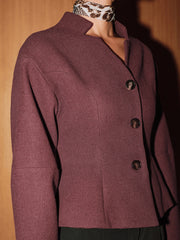 Stand Collar Tweed Jacket