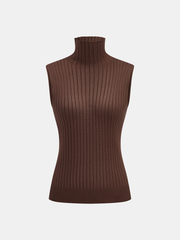 Three-Piece Knit Turtleneck Top Cardigan Pants Set