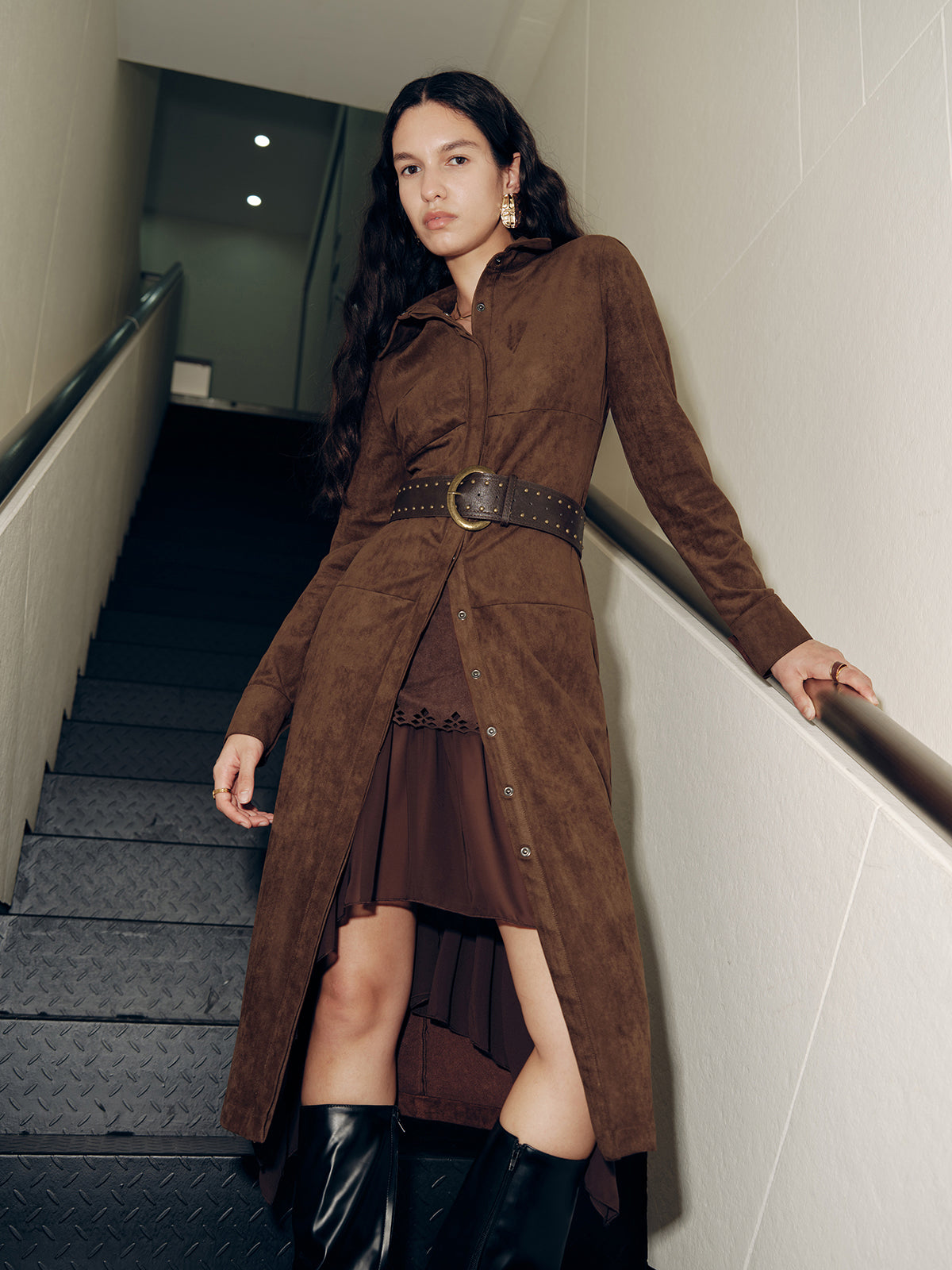 Suede Shirt Dress without Belt
