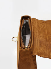 Suede Effect Top-Handle Bag