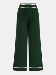 Knitted Contrast Trim Polo Top and Pants Set