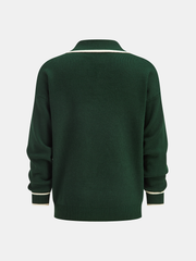 Knitted Contrast Trim Polo Top and Pants Set