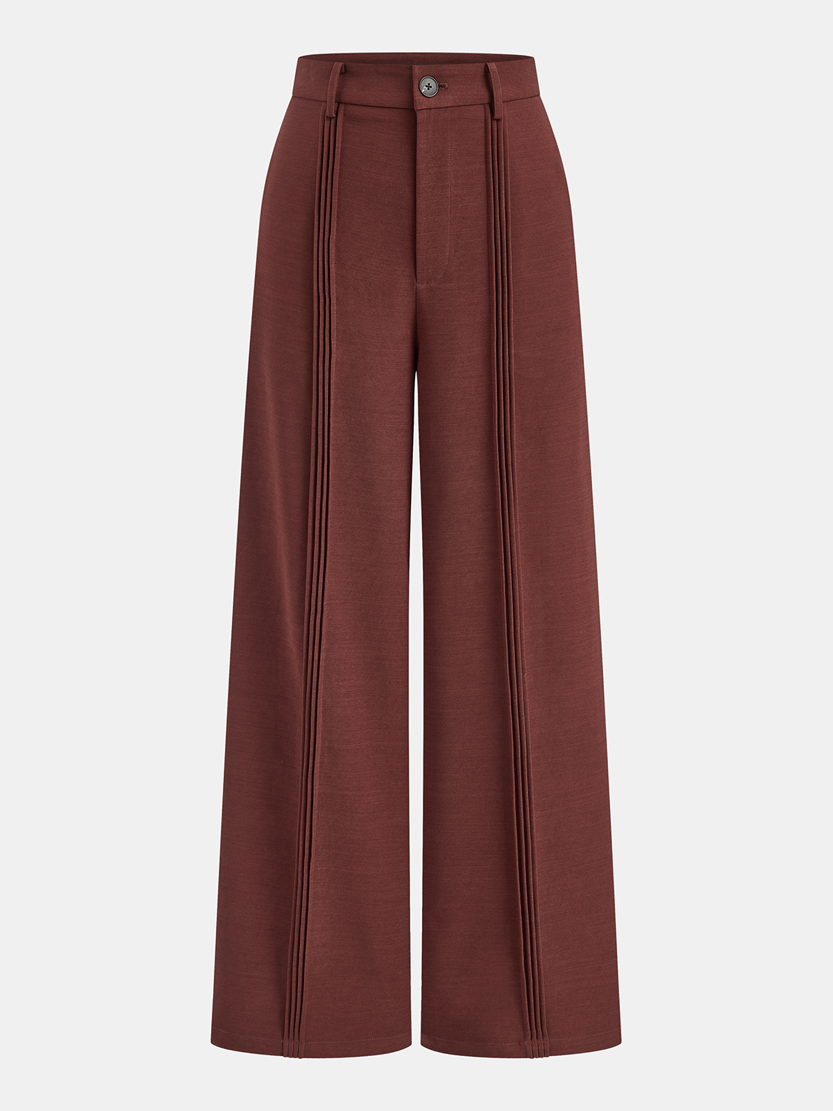 Mid-Waist Pleated Wide-Leg Pants
