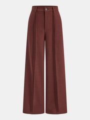 Mid-Waist Pleated Wide-Leg Pants