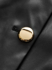 Metal Button Faux Leather Sleeveless Vest