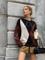 Multi-Color Argyle Wool-Blend Sweater