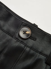 Faux Leather Panel Suede Effect Midi Skirt