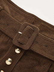 Belted Corduroy Wide-Leg Pants