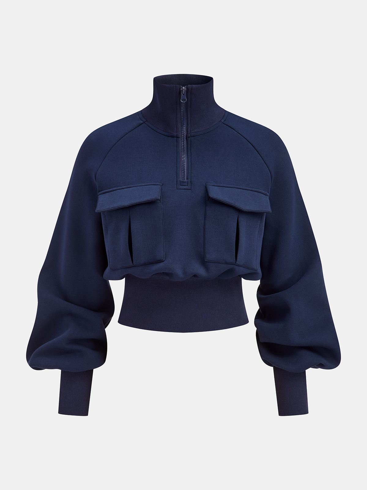 Turtleneck Half-Zip Cinched Waist Knit Top