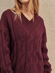 Wool-Blend Cable Knit Sweater
