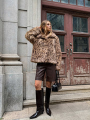 Leopard Print Faux Fur Coat