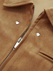 Studded Suede Effect Zipper Jacket