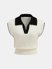 Contrast Collar Knit Vest