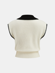 Contrast Collar Knit Vest