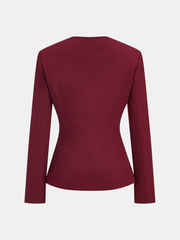 Square Neck Metal Button Fitted Blazer