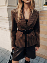Belted Striped Tweed Blazers