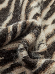 Button-Front Animal Print Knitted Vest