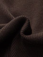 Flared Cuff Ribbed Knit Henley Top