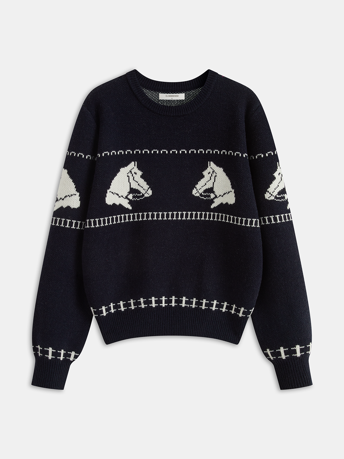 Horse-Pattern Wool-Blend Sweater