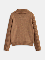 Subtle Fleck Detail Wool-Blend Knit Polo Sweater