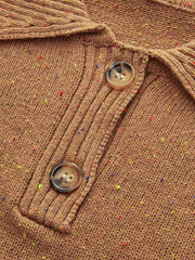 Subtle Fleck Detail Wool-Blend Knit Polo Sweater