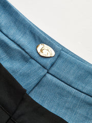 Contrast Waistband Straight-Leg Pants