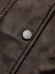 Collared Belted Faux Leather Vest