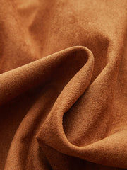 Collared Zip-Front Suede Effect Jacket