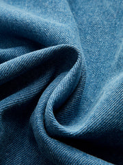 Collared Zip-Up Denim Paneled Corset Jacket