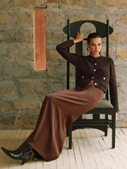 Metal Button Wool-Blend Knit Cardigan