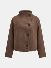 Asymmetric Button Tweed Jacket