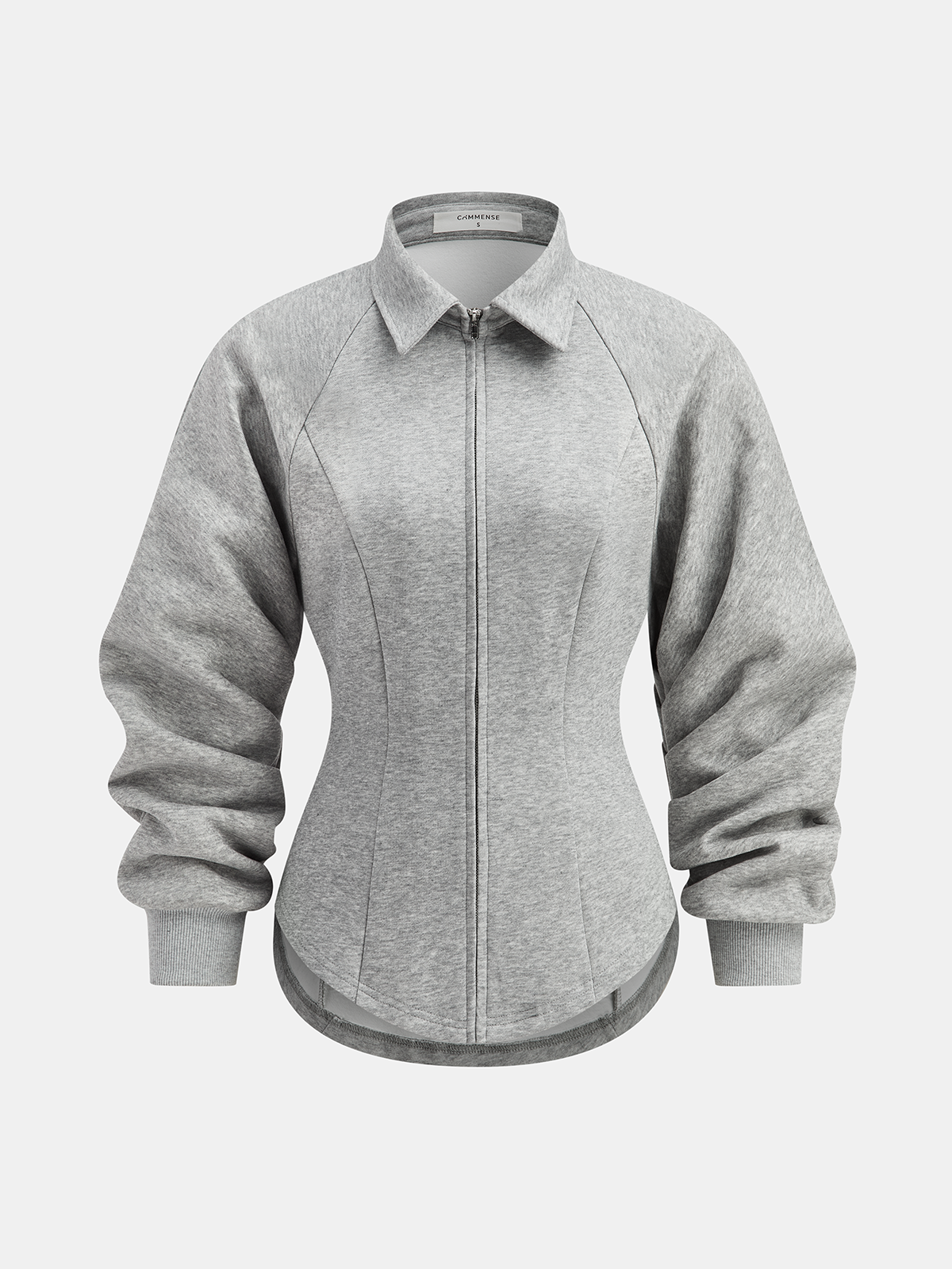 Collared Tailored Zip-Up Sweatshirt Jacket