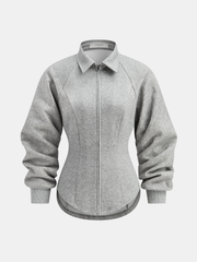 Collared Tailored Zip-Up Sweatshirt Jacket