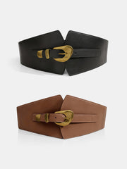 Metal Buckle Wide Elastic Waist Belt