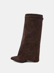 Suede Effect Knee-High Boots