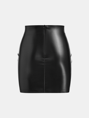 Faux Leather Ruched Mini Skirt