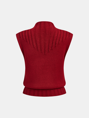 Mock Neck Knitted Sleeveless Vest