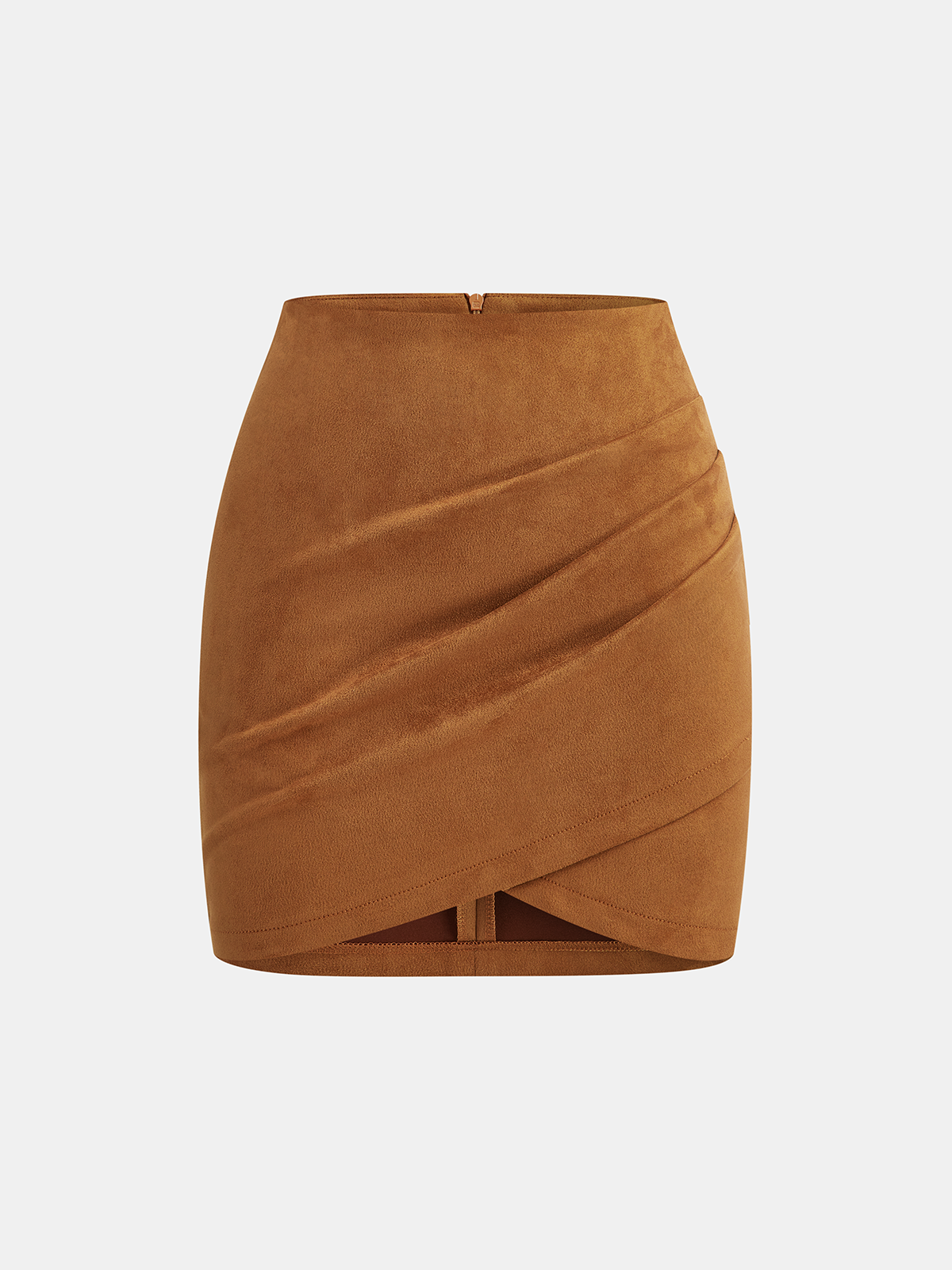 Suede Effect Ruched Mini Skirt