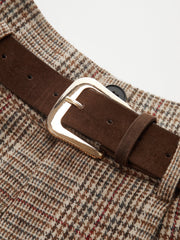 Belted High-Waist Houndstooth Tweed Shorts