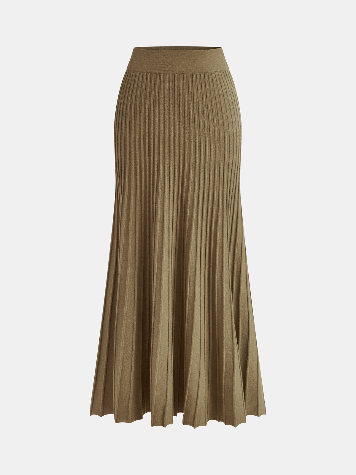 Flared Hem Knit Midi Skirt