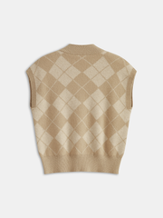 Argyle Knit Sleeveless Vest