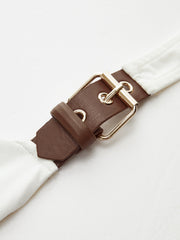 Buckle Detail Asymmetric One-Shoulder Backless Top