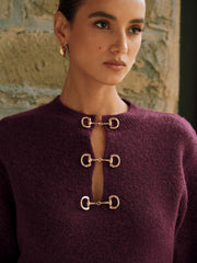 Horsebit Detail Long Sleeve Sweater