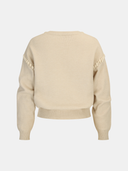 Lace-Up Trim Pear Pattern Sweater