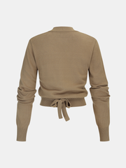 Cut-Out Shoulder Tie-Back Sweater