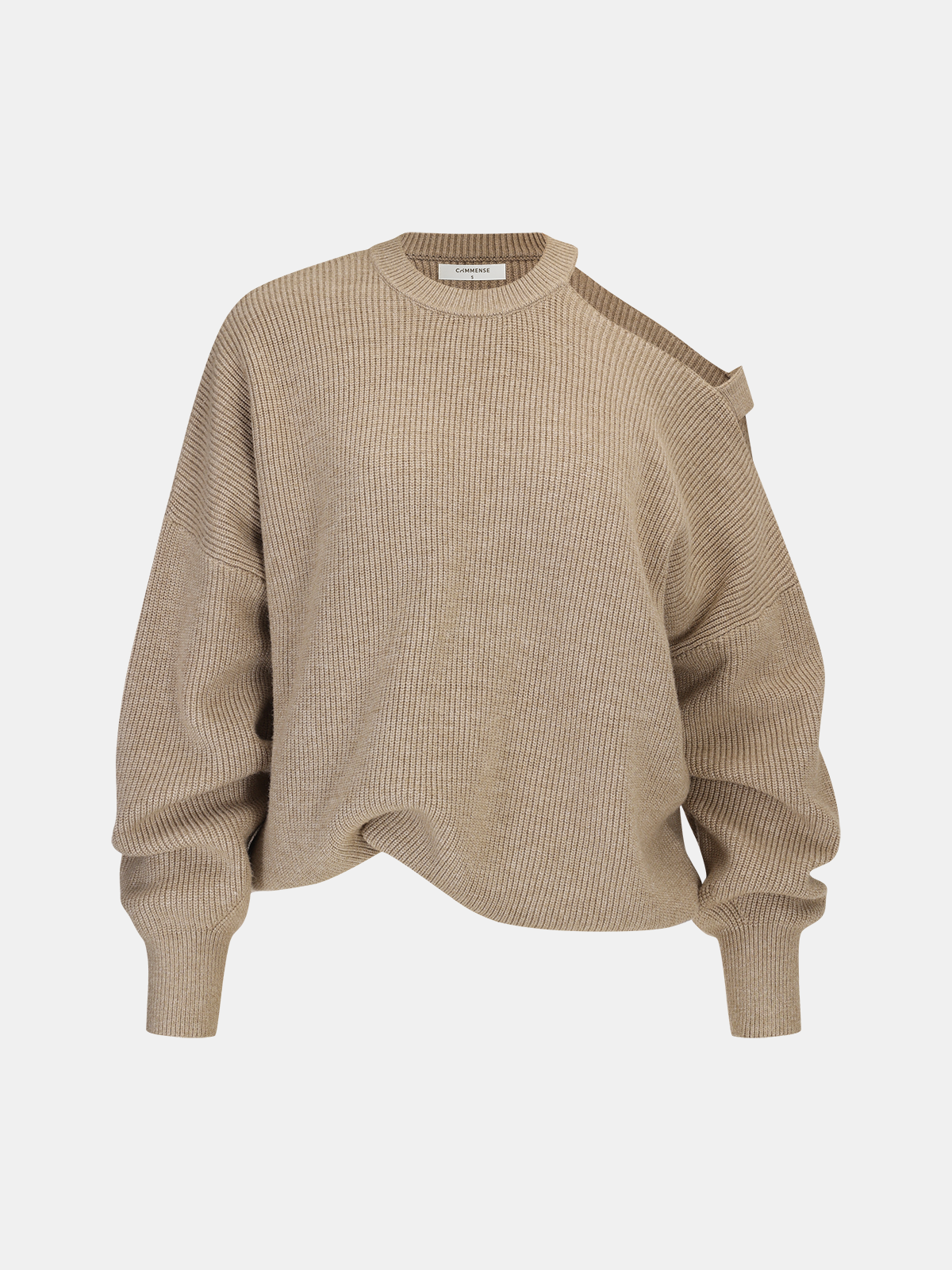 Asymmetric Cut-Out Shoulder Sweater