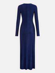 Ruched Long-Sleeve Maxi Dress