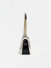Chain Strap Shearling Trim Shoulder Bag