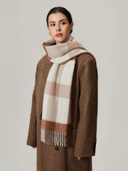 Fringe Detail Checked Wool Scarf